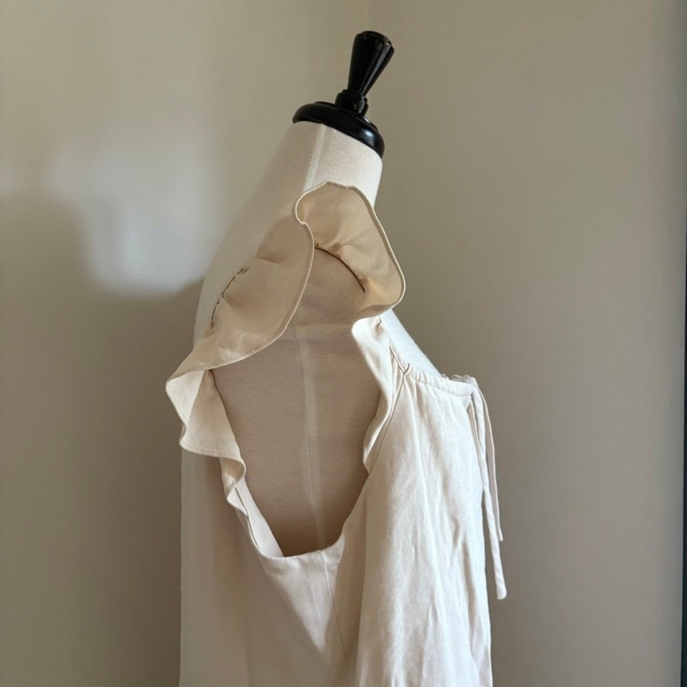 HATCH Jenna Dress Button Front Midi Maternity Women's 3 Cream Ruffle Sleeves Tie - Picture 4 of 10